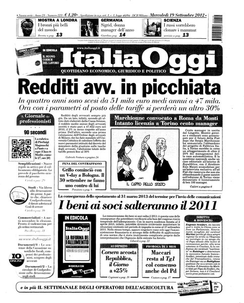 Italia oggi : quotidiano di economia finanza e politica